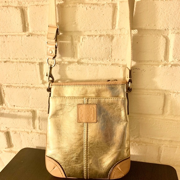 COACH Gold Adjustable Strap Crossbody Bag Purse - Picture 2 of 6